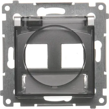 vypínač Kryt telefonní a datové 2 násobné zásuvky Keystone, IP44, plochý, s, Simon 54 DKP2B.01/43A, stříbrná metalizovaná