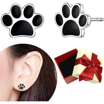 Náušnice NÁUŠNICE stříbro S925 PAW černý puzetový náušnic ...