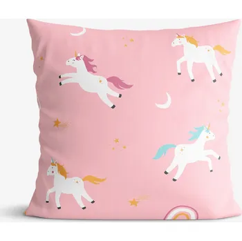 Povlak na dekorativní polštářek Dětský bavlněný povlak na polštář - Veselí jednorožci 40 x 60 cm