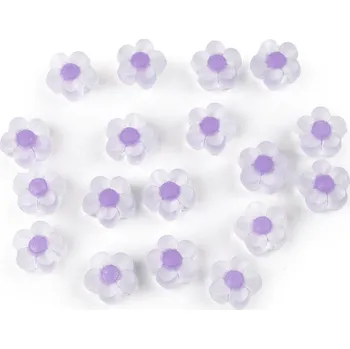 Korálek Plastové korálky květ matný Ø13 mm, barva 4 fialová lila