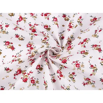 Bavlněná látka / plátno drobné květinky, střední, 1 červená