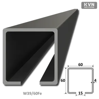 Zábradlí C profil 60x60x4mm čierny Fe, dĺžka 1m 6m