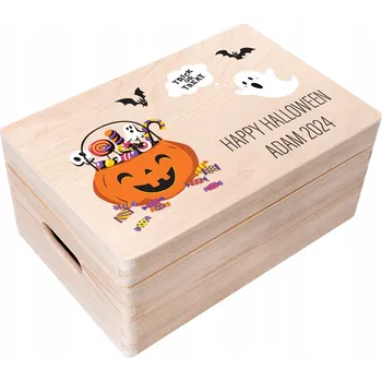 Obraz Dřevěná Krabička na bonbóny halloweenský suvenýr, dárek pro dítě 30x20