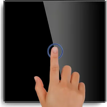 vypínač Dotykový vypínač RETOO jednoduchý černý skleněný s LED podsvícením