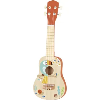 Hudební nástroj pro děti Babu dřevěná dětská kytara s veselým motivem
