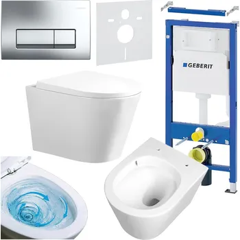 Klozet BPS-koupelny Podomítkový modul Geberit DuoFix s WC mísou PA-WH-TR-02 + ovládací tlačítko Delta 50 chrom