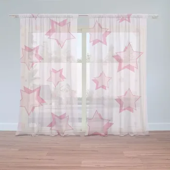 Záclona Sablio Záclony Růžové hvězdičky: 2ks 150x250cm
