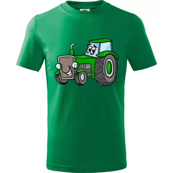 Chlapecké tričko Malý traktorista - Tričko dětské bavlněné - 98 cm / 2 roky ( Středně zelená )