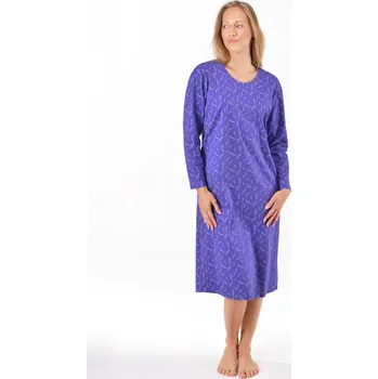 Dámské noční prádlo Dámská noční košilka 19173P dlouhý rukáv vel.2XL fialová - Gina
