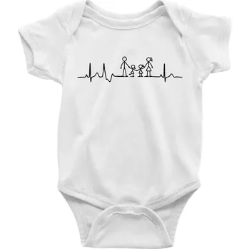 Kojenecký body EKG rodina - kluk holka - Body kojenecké s krátkým rukávem - Krátký r. 18-24 měs ( Bílá )