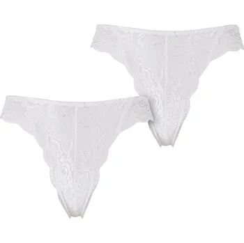 Dámské spodní prádlo Urban Classics Dámské krajkové tanga – 2 kusy Barva: bílá - bílá, Velikost: M