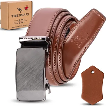 Opasek Camerazar Pánský hnědý kožený opasek ke kalhotám TRESSARI 120 cm automatický