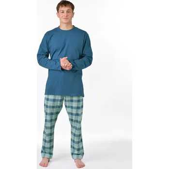Pánské pyžamo Pánské pyžamo dlouhé 79193P petrolejové vel.3XL- Gina
