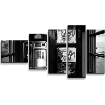 Obraz Sablio Obraz - 5-dílný Telefonní budka - 100x60 cm