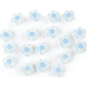 Dětské navlékací korálky Plastové korálky květ matný Ø13 mm, velké, 5 modrá jemná