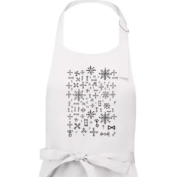 Kuchyňská zástěra Vikingské runy - Dámská zástěra na vaření - Univerzální velikost ( Bílá )