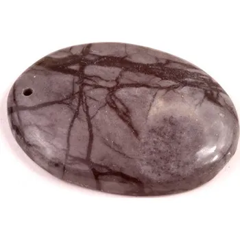 Přírodní kámen Vrtaný kabošon Picasso Jasper č.V169 (32x22x5mm)