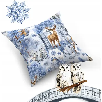 Povlak na dekorativní polštářek Povlak na polštář ZIMNÍ "jasiek" 40x40 cm, Winter Forest Blue (Zimní les, modrá)