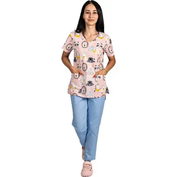 Zdravotnický oděv Lékařský kostým lva s potiskem v halence a elastickými kalhotami