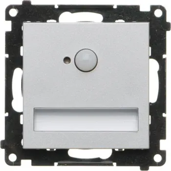 vypínač LED osvětlení s pohybovým sensorem, 230 V / 1,23 W, barva světla teplá bílá, Simon 55 TOSC3K.01/143, hliníková
