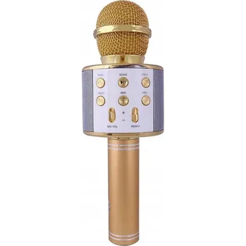 Mikrofon MIKROFON PRO DĚTI KARAOKE bezdrátový S REPRODUKTOREM zlatý 1800 mAh