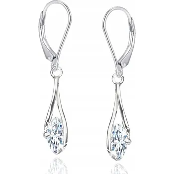 Náušnice STŘÍBRNÉ NÁUŠNICE SE ZIRKONY ZAPÍNÁNÍ NA ANGLICKÝ ZÁMEK VISACÍ STŘÍBRO 925