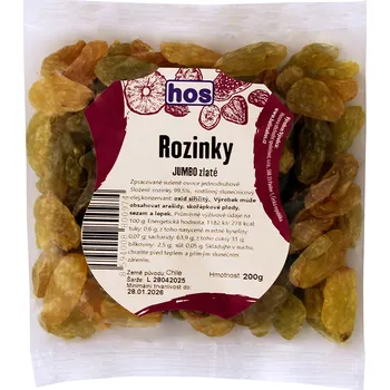 Sušené ovoce HOS Rozinky Jumbo zlaté 200g 200g