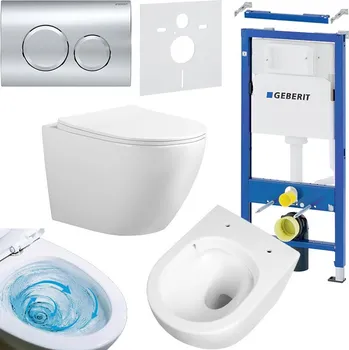Klozet BPS-koupelny Podomítkový modul Geberit DuoFix s WC mísou FW-WH-TR-03 + ovládací tlačítko Delta 20 chrom