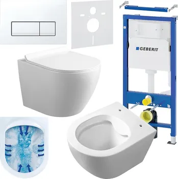 Klozet BPS-koupelny Podomítkový modul Geberit DuoFix s WC mísou MU-WH-RIM-01 + ovládací tlačítko Delta 50 bílá