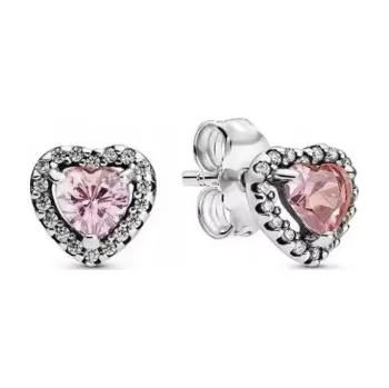 Náušnice Stříbrné Náušnice s růžovými srdíčky, stříbrná srdíčka , stříbro 925