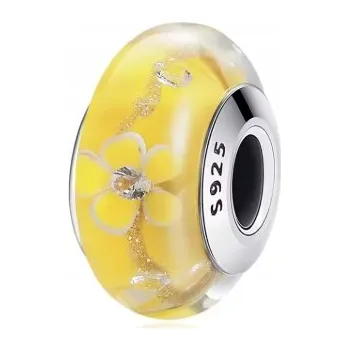 Přívěsek Korálky Murano žluté květy přívěsek jaro léto stříbro 925