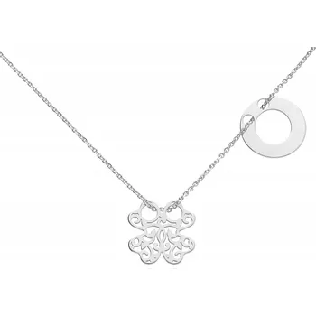 Náhrdelník Stříbrný náhrdelník čtyřlístek ažurové kolečko stříbro 925 50 cm celebrita