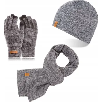 Čepice Brødrene sada: čepice, rukavice, šála, univerzální velikost, šedá