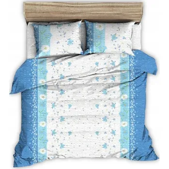 Povlečení Krepové povlečení 180x200 bílá modrá, polní květy