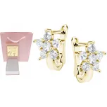 Zlaté náušnice s anglickým zapínáním, motiv květiny, SVATÉ PŘIJÍMÁNÍ Křtiny, 1. Narozeniny, GRAVÍROVÁNÍ, stříbro 925