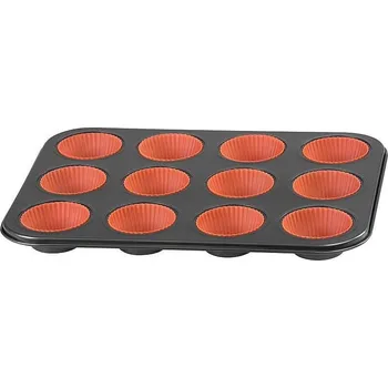 Nádoba na pečení Forma MagicHome, na pečenie, na 12 muffinov, plech, so silikónovými formami, 35x26,5x3 cm
