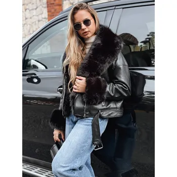 Dámská casual bunda Dámská kožená bunda s kožešinovým lemem DStreet Other 3459507