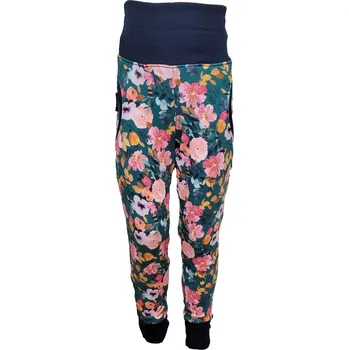 Dívčí Mia tepláky - zelené - růžové květy