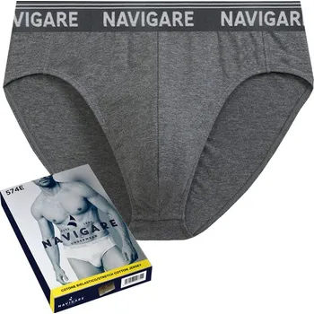 Slipy NAVIGARE pánské slipy slipy PREMIUM s vnější gumou 574E šedé M