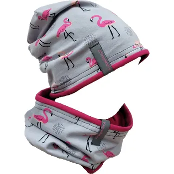 Nákrčník Bavlněný nákrčník / šedí plameňáci (univerzální dětská velikost)