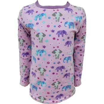 Dívčí tričko dlouhý rukáv - růžové - sloni