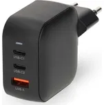 NEDIS síťová nabíječka/ 70 W/ PD 3.0/ rychlé nabíjení/ 1.5 / 2.25 / 2.5 / 3.0 / 3.5 A/ USB-A/ 2x USB-C/ černá