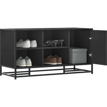 vidaXL Lavice s botníkem 100x40x53,5 cm kompozit a kovu [849218] Barva: Černá