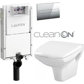 WC sada LAUFEN Podomít. systém LIS TW1 SET s chromovým tlačítkem + WC CERSANIT CLEANON CARINA + SEDÁTKO H8946630000001CR CA1