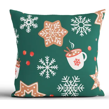 Bytový textil MKLuzkoviny.cz Povlak na polštářek 40 x 40 cm Vánoční perníček zelené