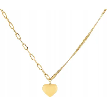 Náhrdelník Dámský ZLATÝ náhrdelník z OCEL řetízek HADÍ KŮŽE srdce