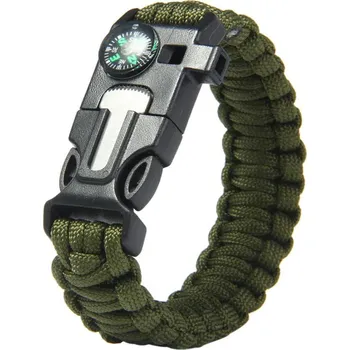 Náramek Náramek přežití Paracord 5 v 1 Zelená