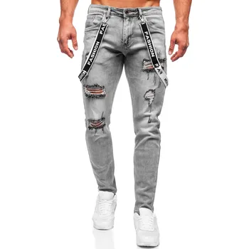 Pánské kalhoty Šedé pánské džíny slim fit se šlemi Bolf KX952 - 30/S