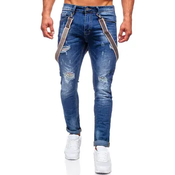 Pánské kalhoty Tmavě modré pánské džíny slim fit se šlemi Bolf KS2056 - 28/XS