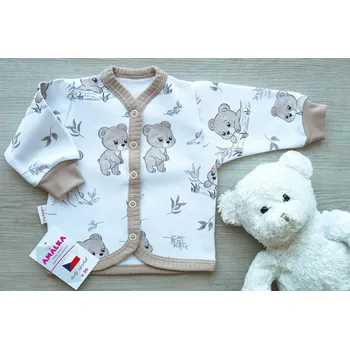 Kojenecká bunda AMÁLKA Propínací kabátek, teplákovina, medvídek Velikost: 68